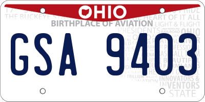 OH license plate GSA9403