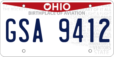 OH license plate GSA9412