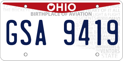 OH license plate GSA9419