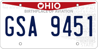 OH license plate GSA9451