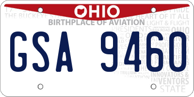 OH license plate GSA9460