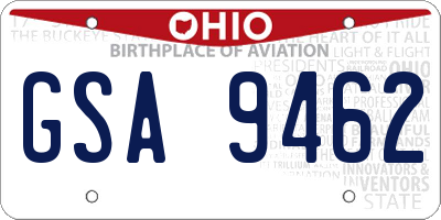 OH license plate GSA9462
