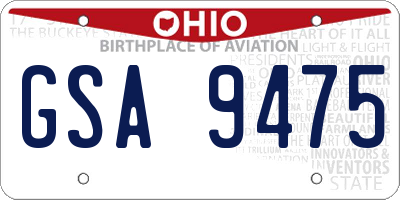 OH license plate GSA9475