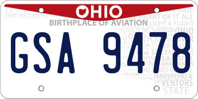 OH license plate GSA9478