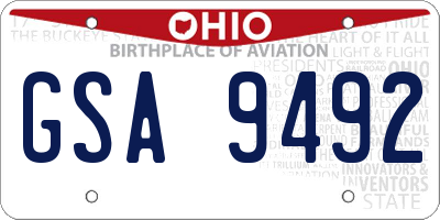 OH license plate GSA9492