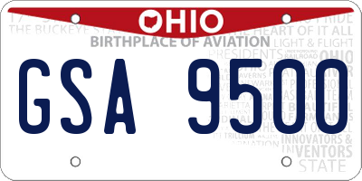 OH license plate GSA9500