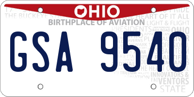 OH license plate GSA9540