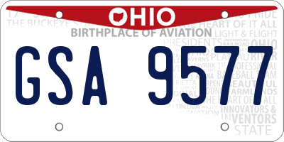 OH license plate GSA9577