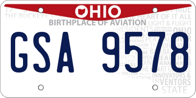 OH license plate GSA9578
