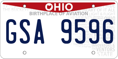 OH license plate GSA9596
