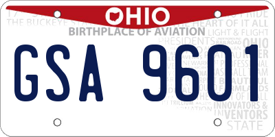 OH license plate GSA9601