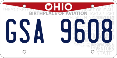 OH license plate GSA9608