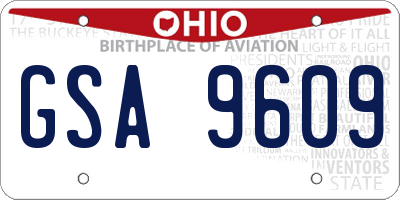 OH license plate GSA9609