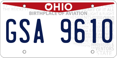 OH license plate GSA9610