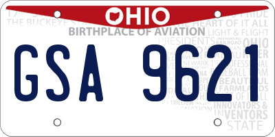OH license plate GSA9621