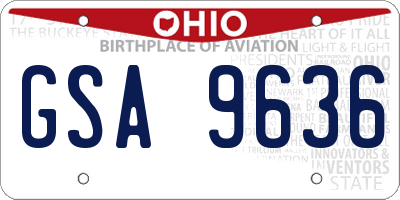 OH license plate GSA9636
