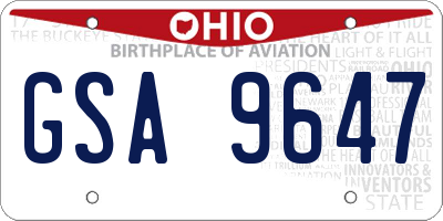 OH license plate GSA9647