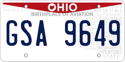 OH license plate GSA9649