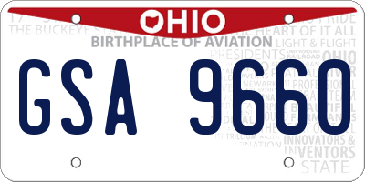 OH license plate GSA9660
