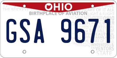OH license plate GSA9671