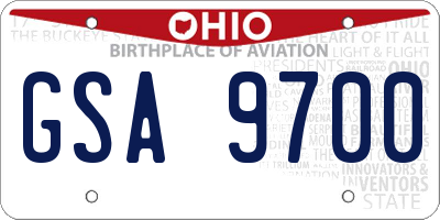 OH license plate GSA9700