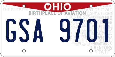 OH license plate GSA9701