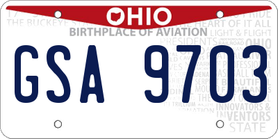 OH license plate GSA9703