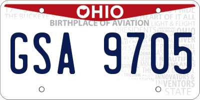 OH license plate GSA9705