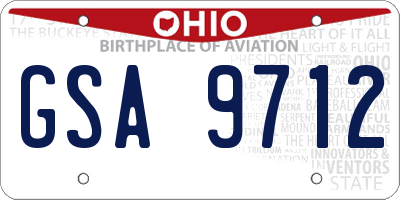 OH license plate GSA9712