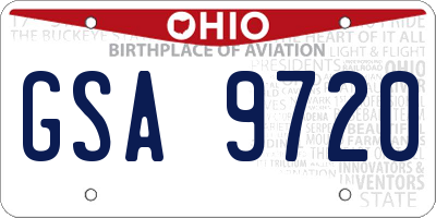 OH license plate GSA9720