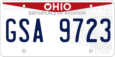 OH license plate GSA9723