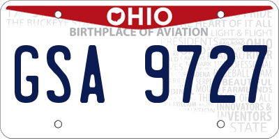 OH license plate GSA9727