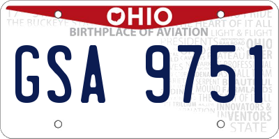 OH license plate GSA9751