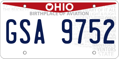 OH license plate GSA9752