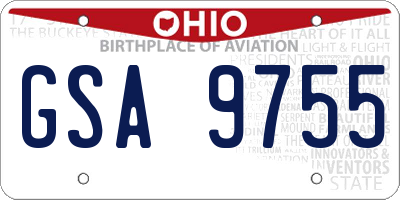OH license plate GSA9755