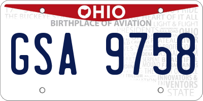 OH license plate GSA9758