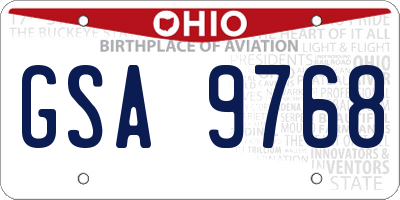 OH license plate GSA9768