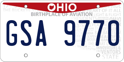 OH license plate GSA9770