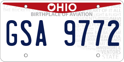 OH license plate GSA9772