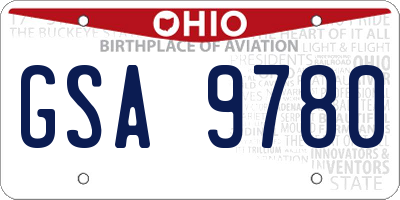OH license plate GSA9780
