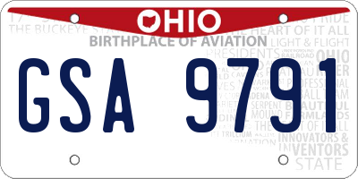 OH license plate GSA9791