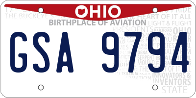 OH license plate GSA9794