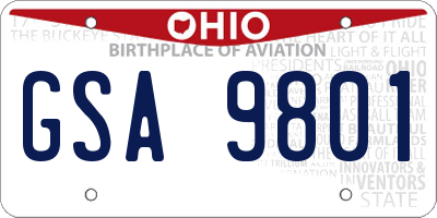 OH license plate GSA9801