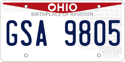 OH license plate GSA9805