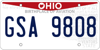 OH license plate GSA9808