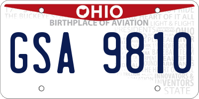 OH license plate GSA9810