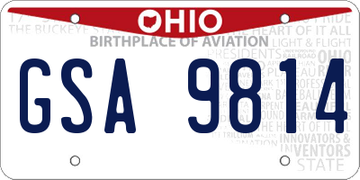 OH license plate GSA9814