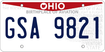 OH license plate GSA9821