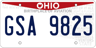 OH license plate GSA9825