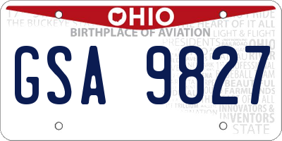 OH license plate GSA9827